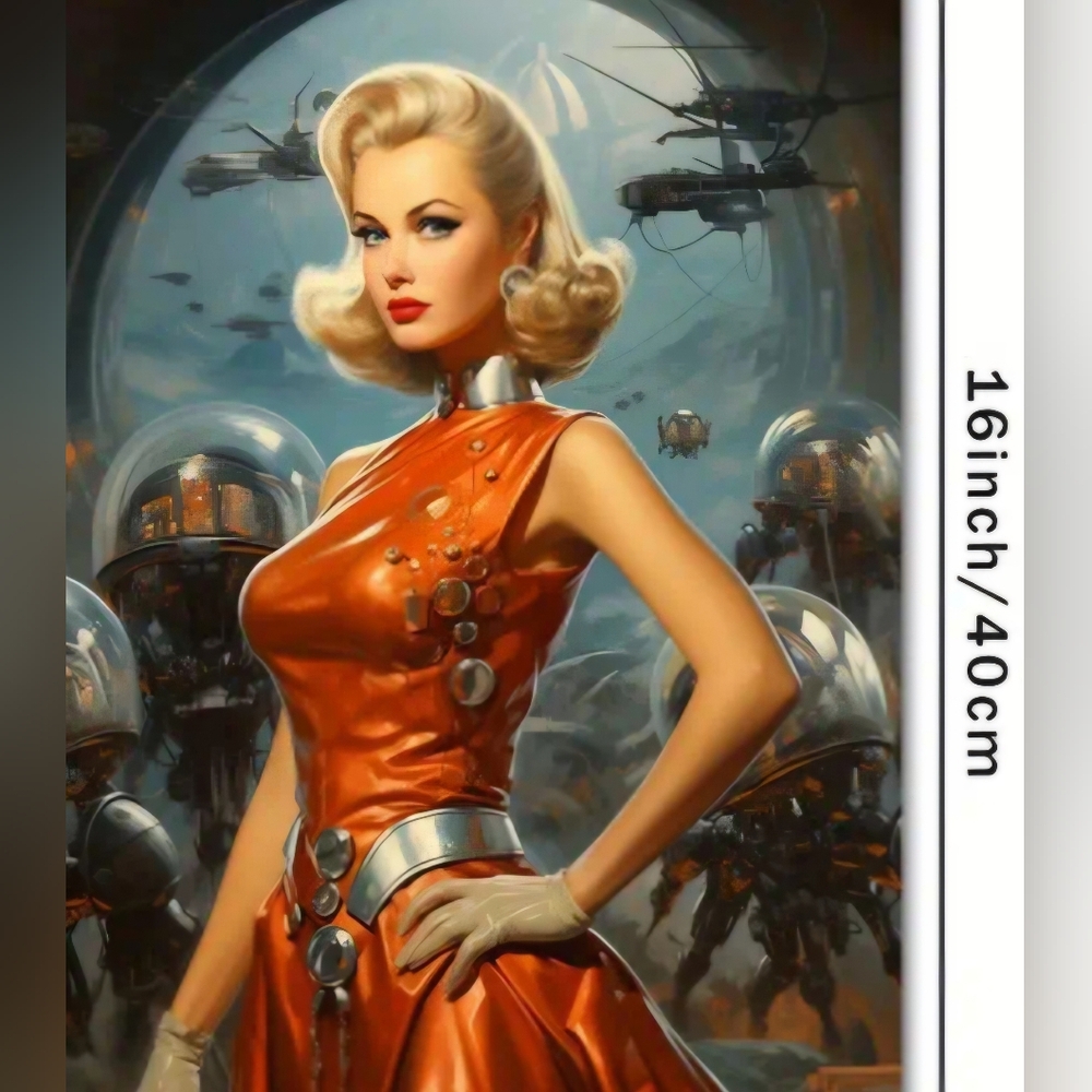Vintage Space Lady Canvas Art Print